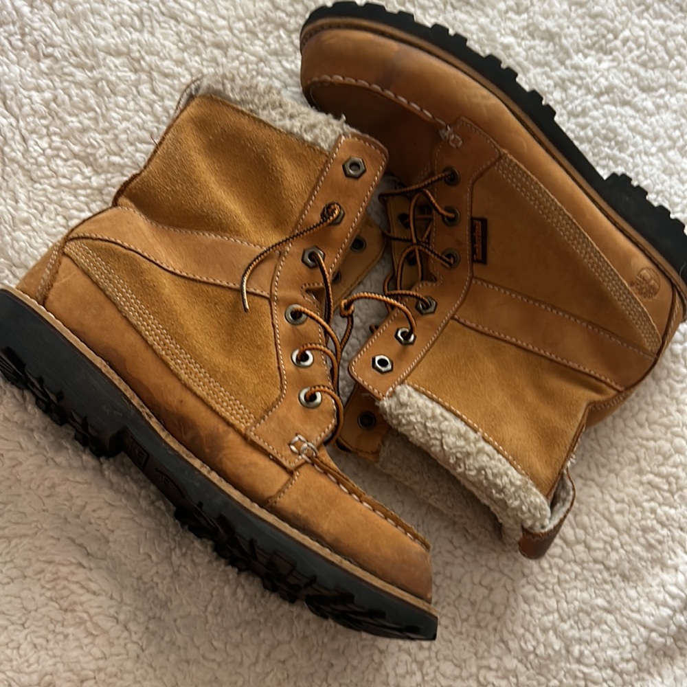 TIMBERLAND Tan LEATHER Lined BOOTS 39975M🥾Size 5.5 Men’s/38 Euro - Picture 9 of 13